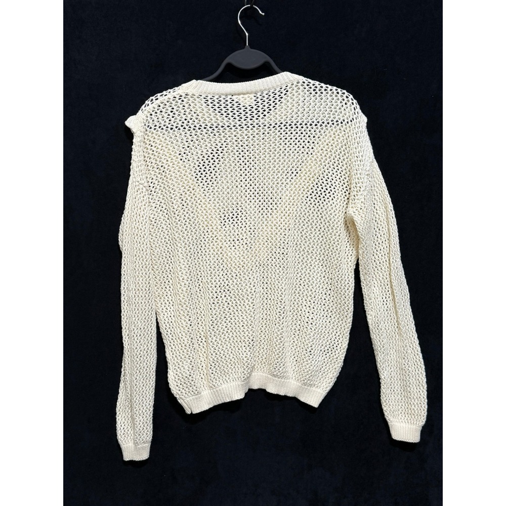 IJOAH Cream Cotton Open Knit Ruffle Trim Sweater‎ SW5532 Small - Picture 5 of 7